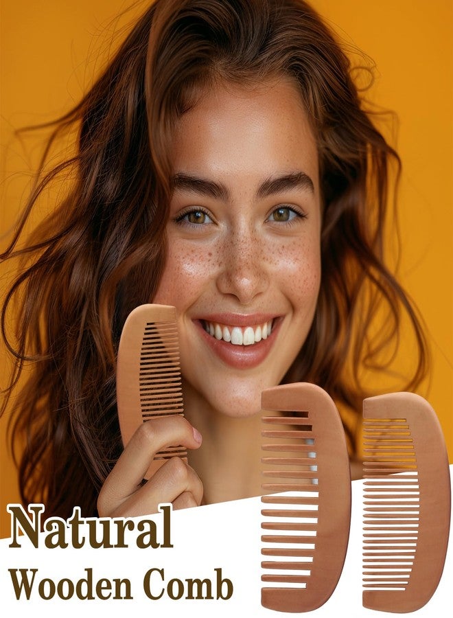 Zoolinn Wooden Comb Set of 2 – Wide & Fine Teeth for Detangling and Styling – Portable, Natural Wood for All Hair Type - Image 2